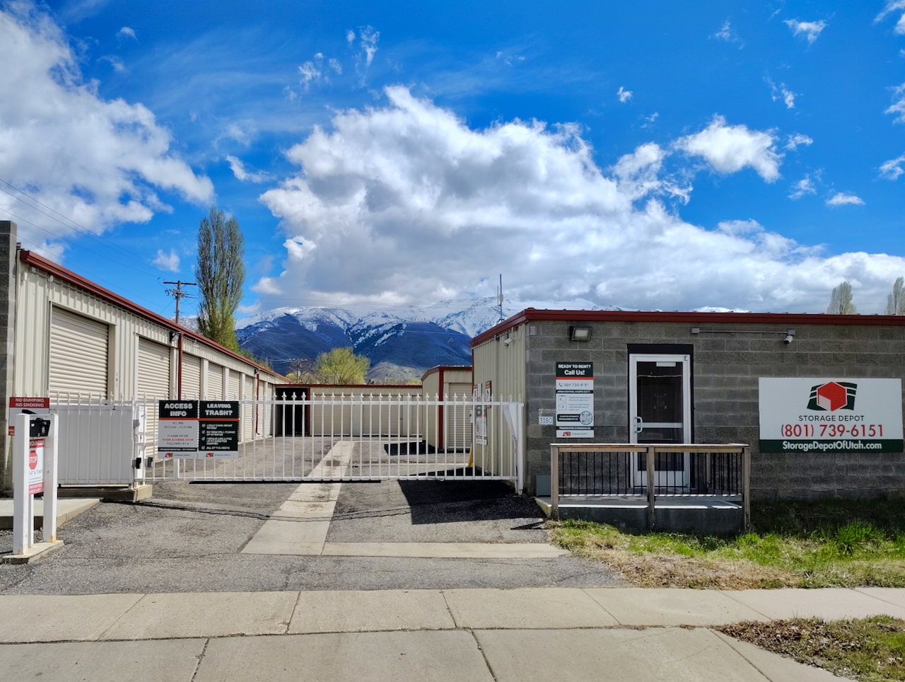 Security fence entrance with code gate entry at Storage Depot, 3207 N 750 E, Layton, UT