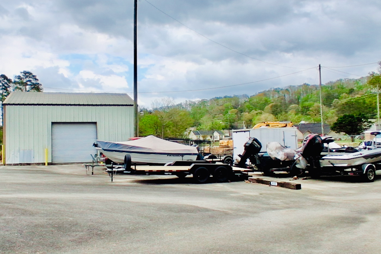 Uncovered RV parking spots at Storage Depot on Cahaba Valley Road, Birmingham, AL, with secure fencing access