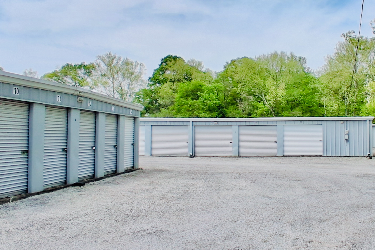 Secure drive-up storage unit with roll-up door at Storage Depot, Cahaba Valley Road, Birmingham, Alabama, for convenient loading.