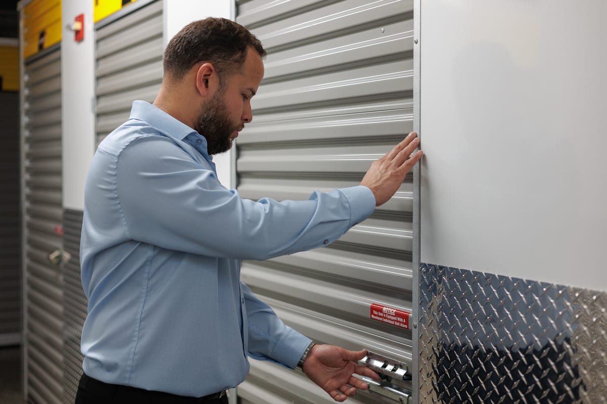 person securing a self storage unit